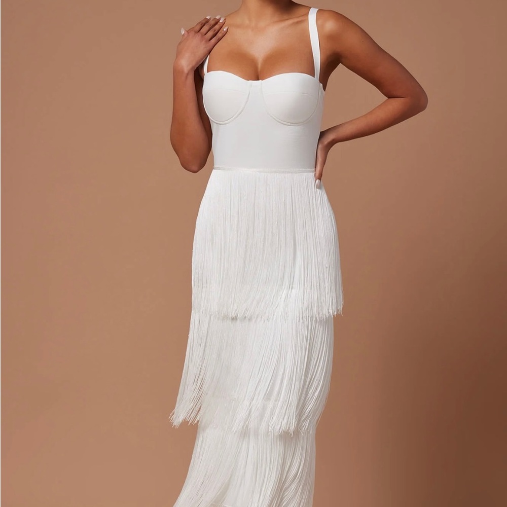 Never worn fringe maxi dress